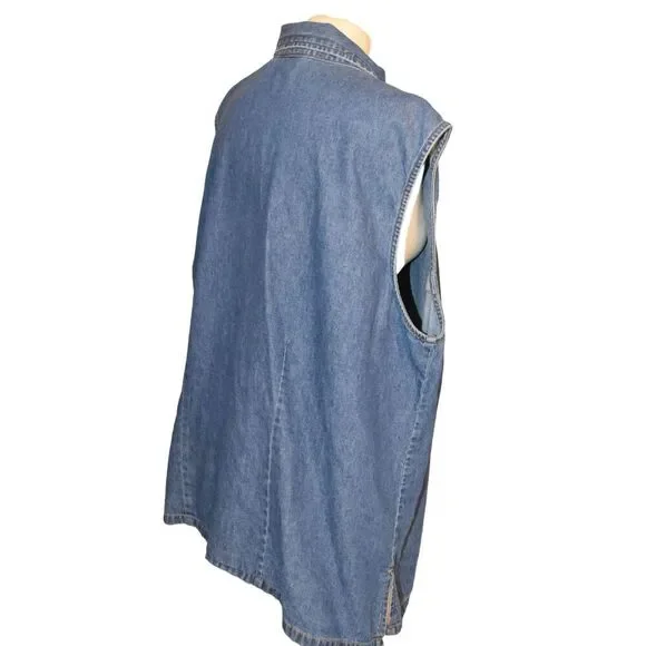 Vintage 90s Bill Blass Denim Chambray Vest Women’s 2X Button Front Y2K Western - Picture 4 of 7